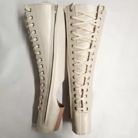 Pearl Cream Aerial boots w/ FRONT Lacing  ZIP