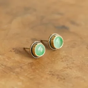 Solid Gold Jade Posts - Jade Studs - 14 Karat Gold Posts - Jade Gold Earrings